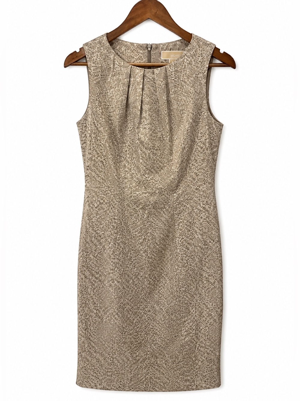 Michael Kors 4P Petite Sheath Dress Neutral Snake Print Sleeveless Career Work